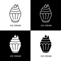 conjunto de iconos de helado. comida y comida para el diseño vectorial del logotipo de postre. símbolo de la magdalena del aperitivo vector