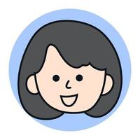 dibujos animados de icono de avatar de niña adolescente. Ilustración de vector de mascota de perfil de mujer. logotipo de usuario empresarial de cara de cabeza femenina