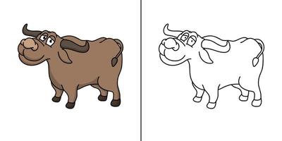 Cow Animal Symbol Vector. Buffalo Icon Cartoon Kids Coloring Book vector