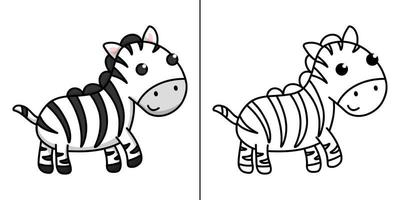 Zebra Icon Cartoon. Cute Animal Character Symbol Vector Kids Coloring Book