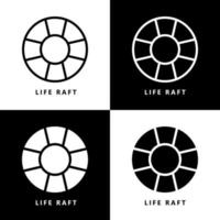 Life Raft Icon Cartoon. Lifebuoy Rescue Symbol Vector Logo