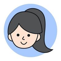 Ilustración de vector de mascota de perfil de mujer. caricatura de icono de avatar femenino. chica cabeza cara negocio usuario logo