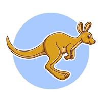 Kangaroo Icon Kids Sticker Cartoon. Aussie Cute Animal Mascot Vector Illustration. Animals Of Australia Logo Cute Character