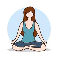 Woman meditation Activity Logo. Girl Yoga Sport Icon Cartoon. Female Health Mascot Vector Illustration