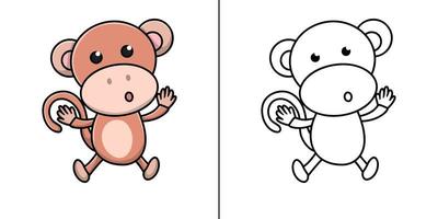 Monkey Icon Cartoon. Animal Zoo Symbol Vector Kids Coloring Book