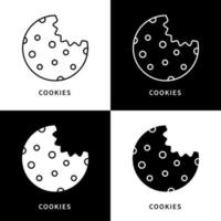 Cookies And Biscuits Icon Set. Homemade Bake and Pastry Logo Vector Design. Bakery Cake Symbol