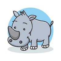 Rhino Icon Cartoon. Rhinoceros Symbol Vector