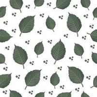 Green leaves and dots, seamless pattern vector