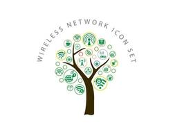 Wireless network icon set on white background vector