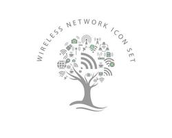 Wireless network icon set on white background vector