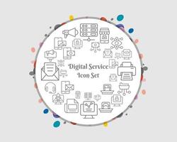 conjunto de iconos de servicios digitales sobre fondo blanco vector