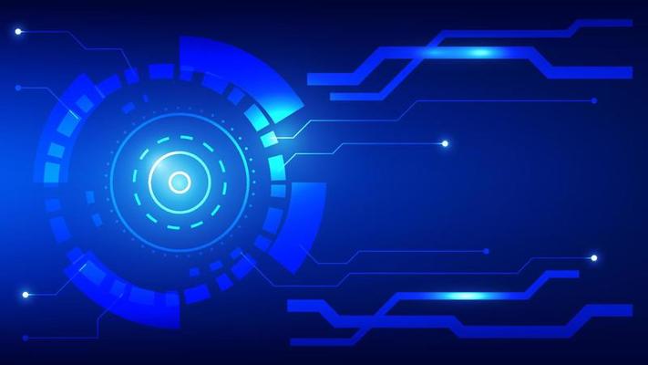 abstract futuristic innovation technology background concept. virtual glowing blue light Hi-tech circle digital HUD screen for modern graphic design