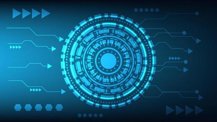 abstract futuristic innovation technology background concept. virtual glowing blue light Hi-tech circle digital HUD screen for modern graphic design