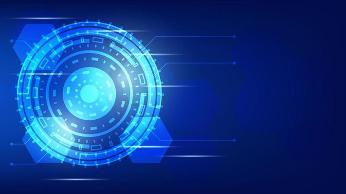 abstract futuristic innovation technology background concept. virtual glowing blue light Hi-tech circle digital HUD screen for modern graphic design