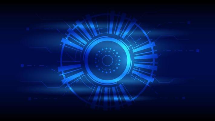 abstract futuristic innovation technology background concept. virtual glowing blue light Hi-tech circle digital HUD screen for modern graphic design