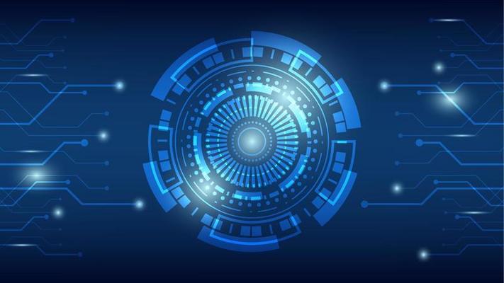 abstract futuristic innovation technology background concept. virtual glowing blue light Hi-tech circle digital HUD screen for modern graphic design