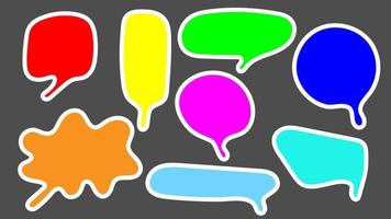 burbujas de voz de colores en blanco aisladas en fondo gris para charlas de dibujos animados y chat vector