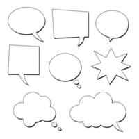 blank speech bubbles set isolated on white background for cartoon talks and doodles decoration vector