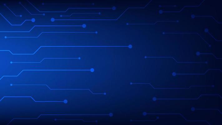 Hi tech digital circuit board. AI pad and electrical lines connected on blue lighting background. futuristic technology concept