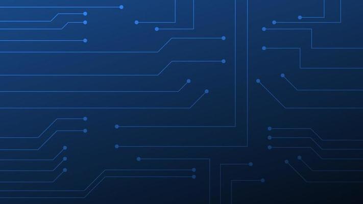 Hi-tech digital circuit board. futuristic AI pad and electrical lines connected on blue lighting background