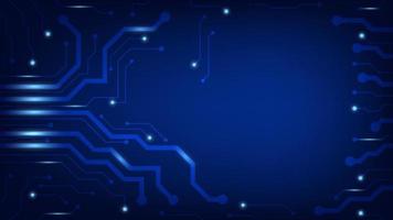 Hi tech digital circuit board. AI pad and electrical lines connected on blue lighting background. futuristic technology concept vector
