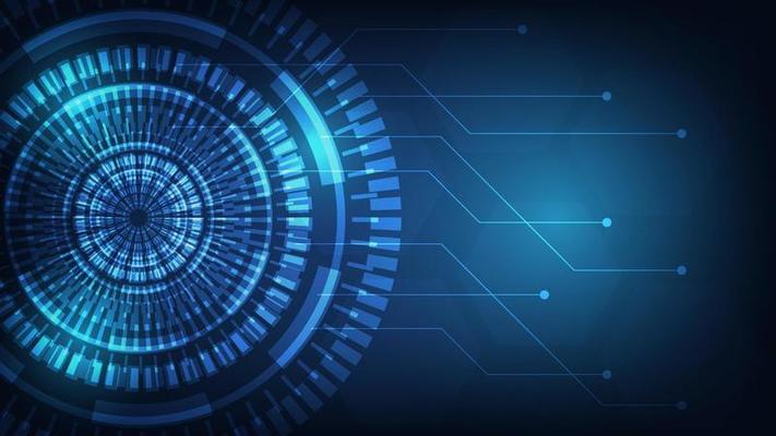 abstract futuristic innovation technology background concept. virtual glowing blue light Hi-tech circle digital HUD screen for modern graphic design