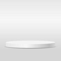 blank round pedestal. white circular awarded winner podium for outstanding luxury product advertising display on white gradient lighting background vector