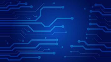 Hi tech digital circuit board. AI pad and electrical lines connected on blue lighting background. futuristic technology concept vector