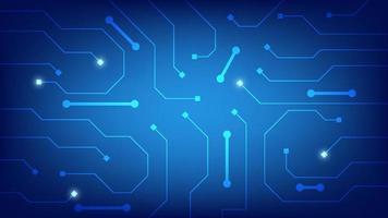 Hi tech digital circuit board. AI pad and electrical lines connected on blue lighting background. futuristic technology concept vector