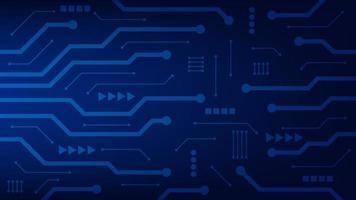 Hi tech digital circuit board. AI pad and electrical lines connected on blue lighting background. futuristic technology concept vector