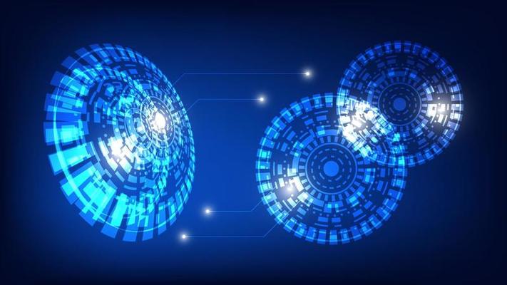 abstract futuristic innovation technology background concept. virtual glowing blue light Hi-tech circle digital HUD screen for modern graphic design