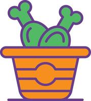 Chicken Bucket Line Filled Two Color vector