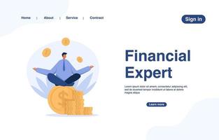 financial expert landing page. Data Analysis, Business Statistic, Management, Consulting, Marketing. Landing page template concept. vector