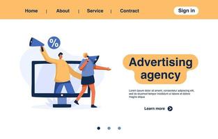 Advertising agency landing page. web page design for website and mobile website. vector