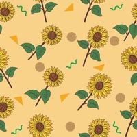 Set Collection Yellow Sunflower Summer Green Floral Nature Plant Aesthetic Hand Drawn Romantic Random Colorful Illustration Soft Yellow. vector