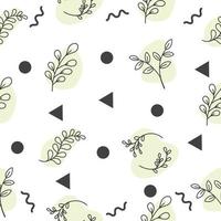 Green leaf leaves design element set Outline Random Gray Object Style illustration. vector