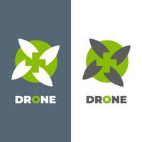 Nanocopter leaf vector icon. Style is flat symbol logo, eco green color, rounded angles, white and green background.