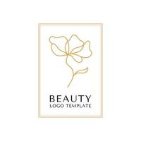 Simple magnolia flower logo illustration for real estate. Botanical floral emblem with typography on brown background vector