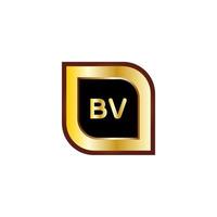 BV letter circle logo design with gold color vector