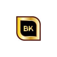 BK letter circle logo design with gold color vector
