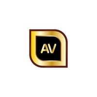 AV letter circle logo design with gold color vector