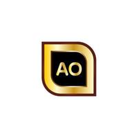 AO letter circle logo design with gold color vector