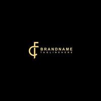 F C FC letter logo vector design with gold color on black background