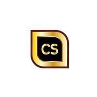 CS letter circle logo design with gold color vector