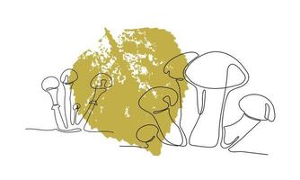 Vector sigle line art mushrooms. Outline honey agaric mushroom. Nature illustration for design