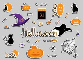 Happy Halloween symbol. Vector Halloween stickers. Vector set illustration