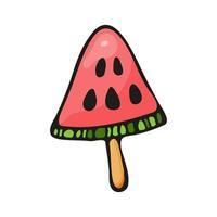 Watermelon juicy ice cream, bright homemade frozen popsicle vector realistic graphic  icon