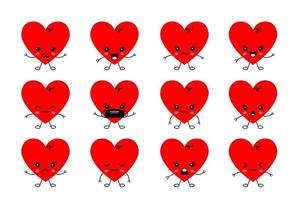 Vector set emotion hearts illustration. Happy Valentines day. Banner with love