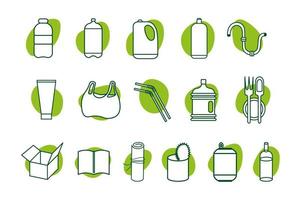 Five r concept. Reuse, recycle, reduce, refuse, rot concept illustration, Set zero waste symbols. Ecological lifestyle. Save our planet. vector