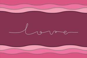 Vector Paper cut style postcard illustration. Happy Valentines day. Banner with love text